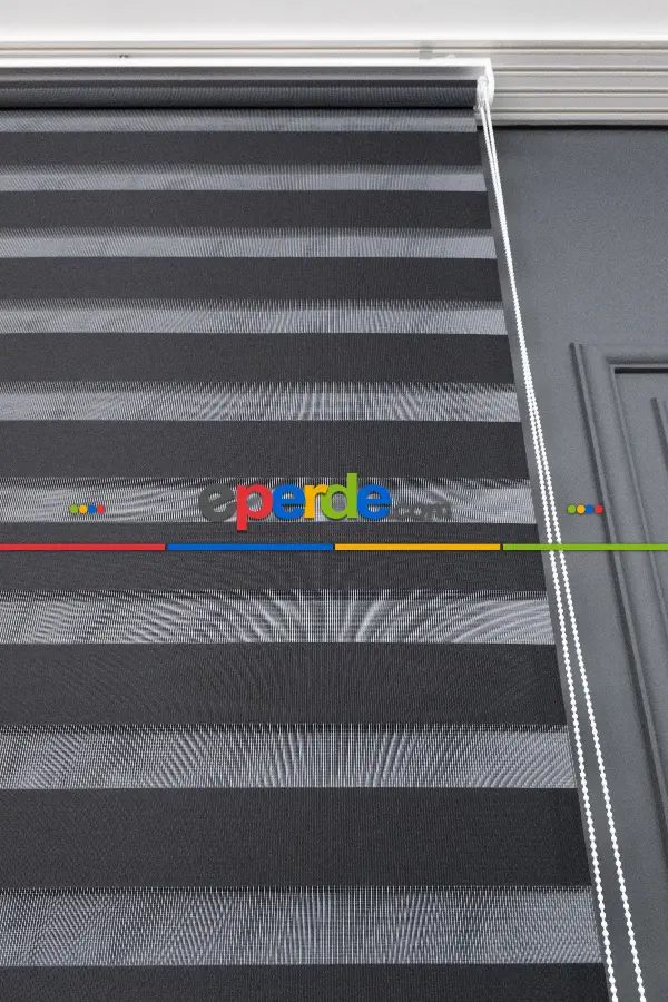 70x200 Hazır Siyah Bambu Zebra Perde