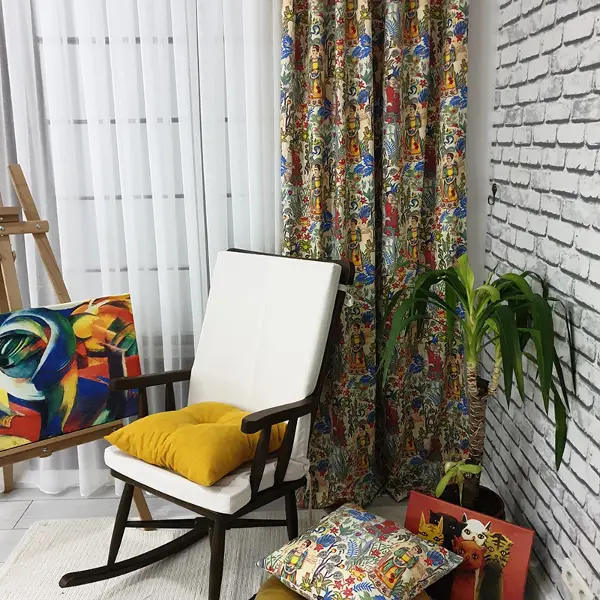 Popart Desenli Fon Perde Evmpopart5 Kumaşı Kalındır Duck Bezi Değildir- Çok Renkli 3