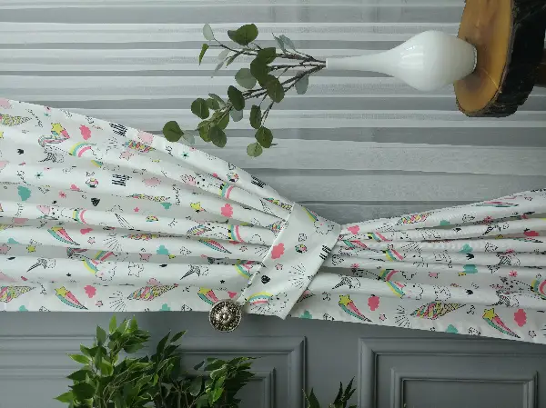 Bebek Odası Fon - Unicorn Desenli Fon Perde Evm681 Kumaşı Kalındır Duck Bezi Değildir- Siyah