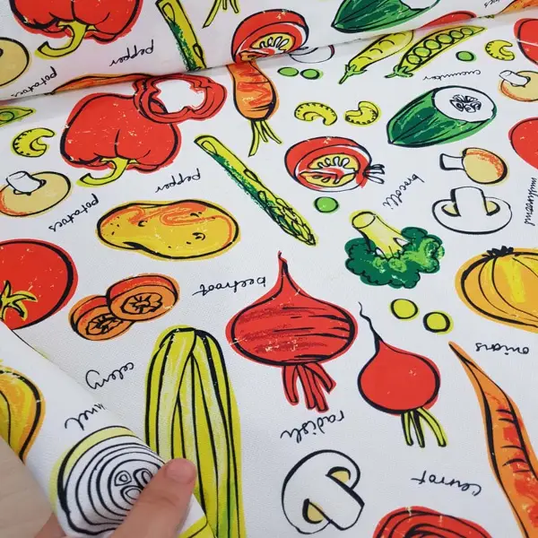 Sebze Desenli Fon Perde K735 Kumaşı Kalındır Duck Bezi Değildir- Yeşil-Kırmızı-Sarı-Beyaz-Turuncu