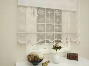 Purda Pembe Çiftli Sistem Örme Tül Stor Perde Ve Stor Perde- Pembe Pudra Pembe 75cm X 200cm 