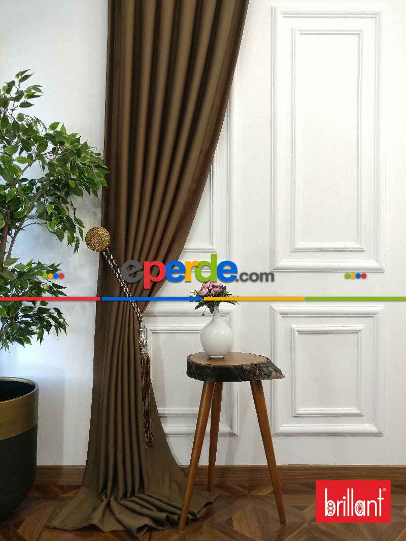 %98 Brillant Karartma Blackout Kahve Renk Fon Perde- Kahve