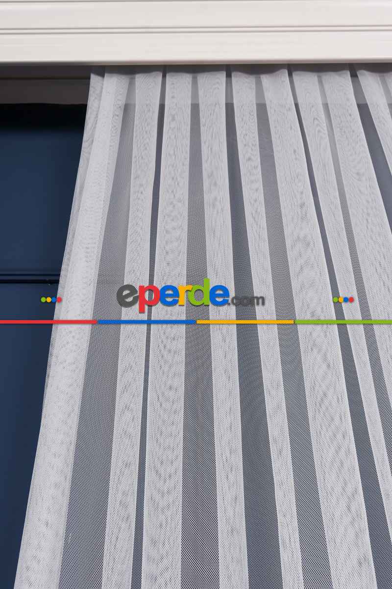 Grek Etek Ucu İşlemeli Nakış Tül Arne Desen Kırık Beyaz