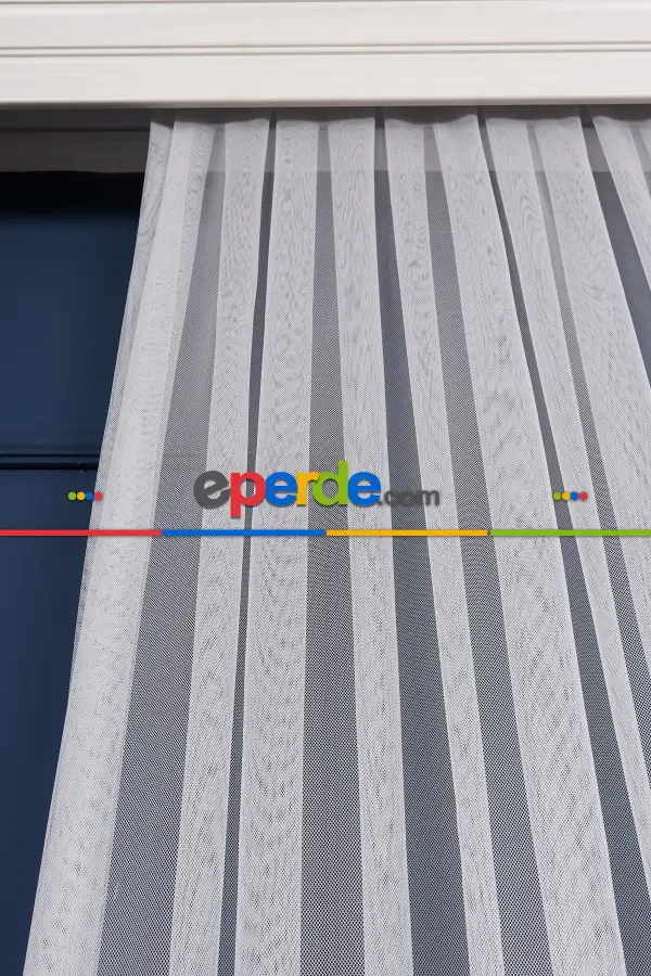 Mutfak Grek Etek Ucu İşlemeli Nakış Tül Arne Desen Kırık Beyaz