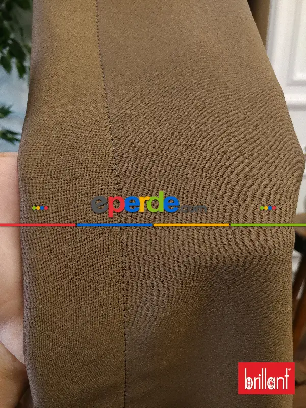 Yatak Odası - Brillant Karartma Blackout Kahve Renk Fon Perde- Kahve