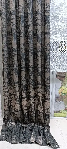 Oturma Odası -  2025 Elit Modern Damask Desenli Fosforlu İplik Dokuma Fon Perde - 3 Bakır-siyah