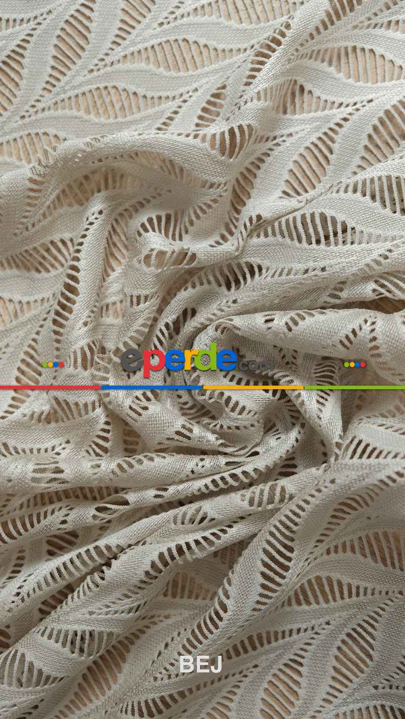 Ekru Nakışlı Tül Perde, Ağır Gramajlı Premium Seri, 7 Renk