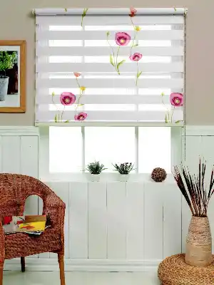 Gelincik Desen Zebra Perde- Pembe-Menekşe Kırmızı