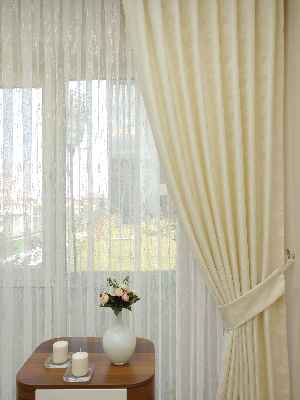 Ekru - Katyonik Jakar Fon Perde- Ekru