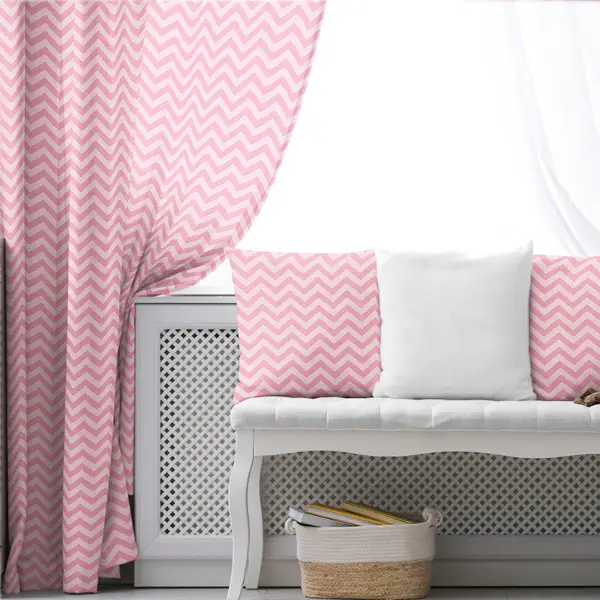 Kız, Çocuk ve Bebek Odası Fon Perde - Pembe Beyaz