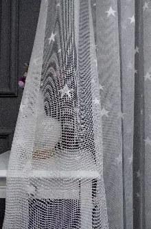 Yıldız Desenli Örme Tül Perde - Çocuk Ve Bebek Odası Perdesi