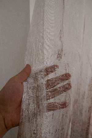 Hazır Ölçü Modern Pembe Ve Kahverengi Desenli Degrade Geçişli Örme Tül Perde Yüksek Kalite