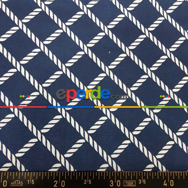 Bebek Odası - Marin Serisi Karo Desenli Fon Perde Evm1512-1 Kumaşı Kalındır Duck Bezi Değildir- Mavi Koyu