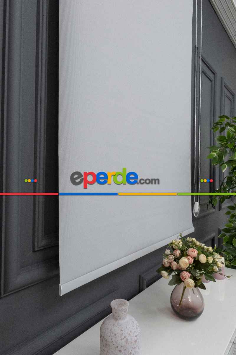 Stor Perde Düz Pvc Mat Stor Güneşlik 1 Kalite Yıkanabilir Açık Gri