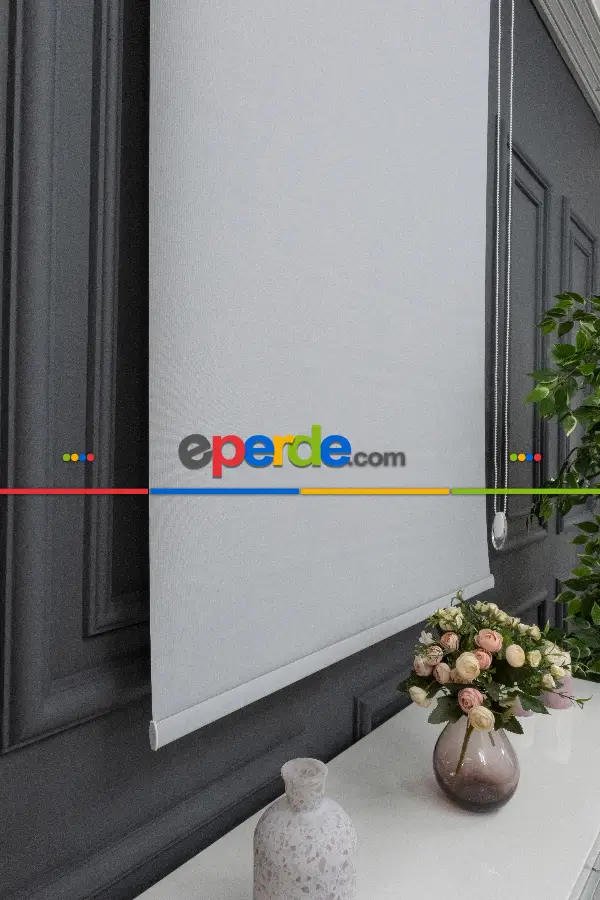 Stor Perde Düz Pvc Mat Stor Güneşlik 1 Kalite Yıkanabilir Açık Gri