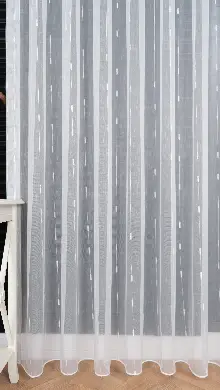 Beyaz Tüğ İşlemeli Puf İşlemeli Tül Perde