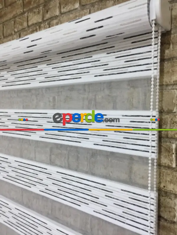 Siyah Krem Simli Lüx Zebra Perde- Siyah-krem-gümüş Simli