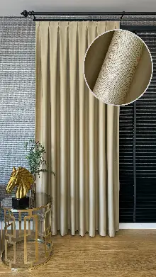 Oturma Odası - Bej Krem Blackout - Karartma Fon Perde, Premium Kalite Serisidir, u Oranında Işığı Keser