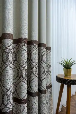 Modern Pano Fon Perde Bantlı Çift Renk - 503- Bej-kahve-taş Rengi