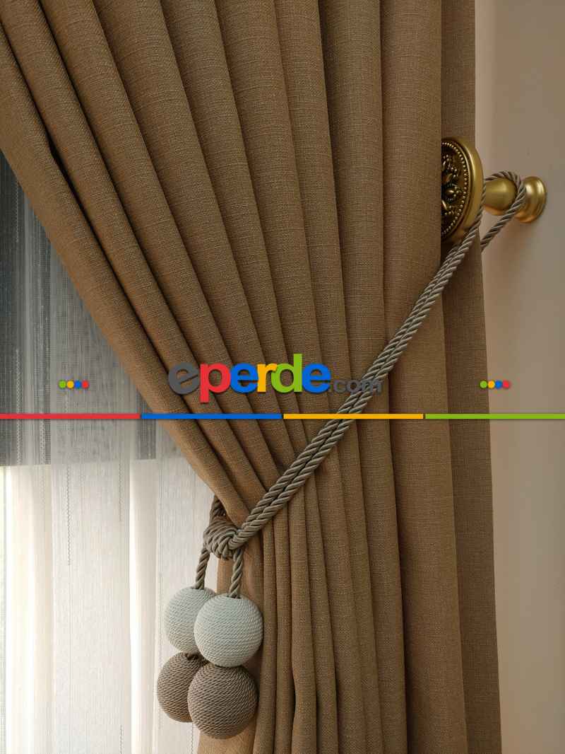 Bej Rengi - Düz Keten Fon Perde ( Keten Fon Perde)- Bej