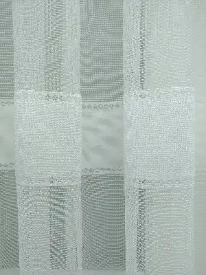Brilliant Tül Perde Enine Çizgili Tül Perde ( Hazır Ölçü 1/2.5 Normal Pile )- Ekru 240cm X 195cm 