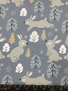 Bebek Odası Fon - Tavşan Desenli Fon Perde Evm1088-4 Kumaşı Kalındır Duck Bezi Değildir- Siyah