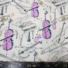 Müzikal Desenli Fon Perde Evm649 Kumaşı Kalındır Duck Bezi Değildir-  Çok Renkli 2