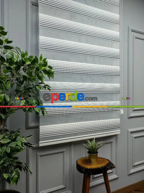 2025 Sezonu - Degrade Renk Geçişli Geniş Pileli (pilise) Zebra Perde- Gri