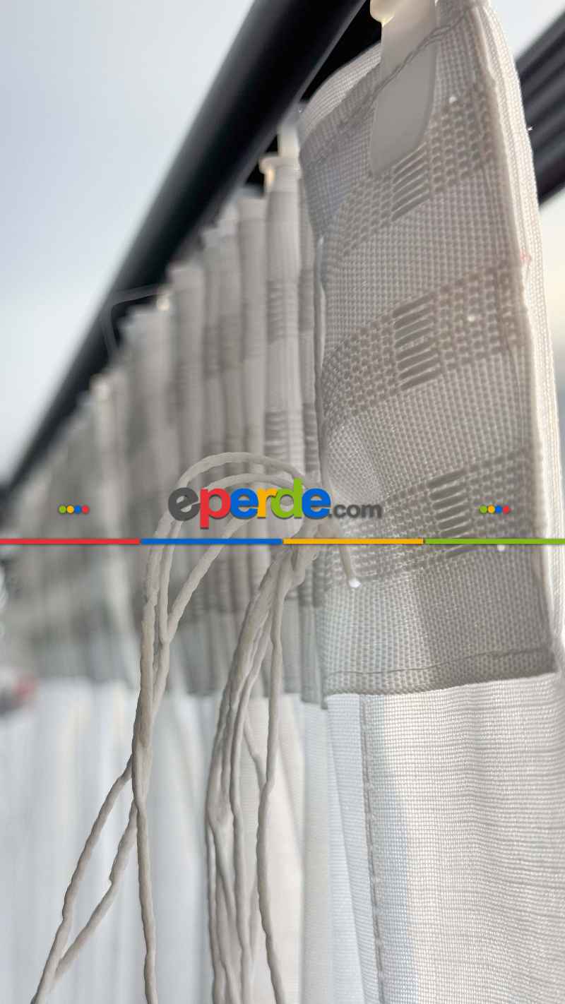 Salon - Beyaz, Büzgülü Ekstraforlu, Tül Perde