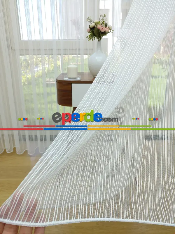 Mutfak Tül Ekru Zincir Desenli Düz Tül Perde !!!özel İndirimli Fiyat