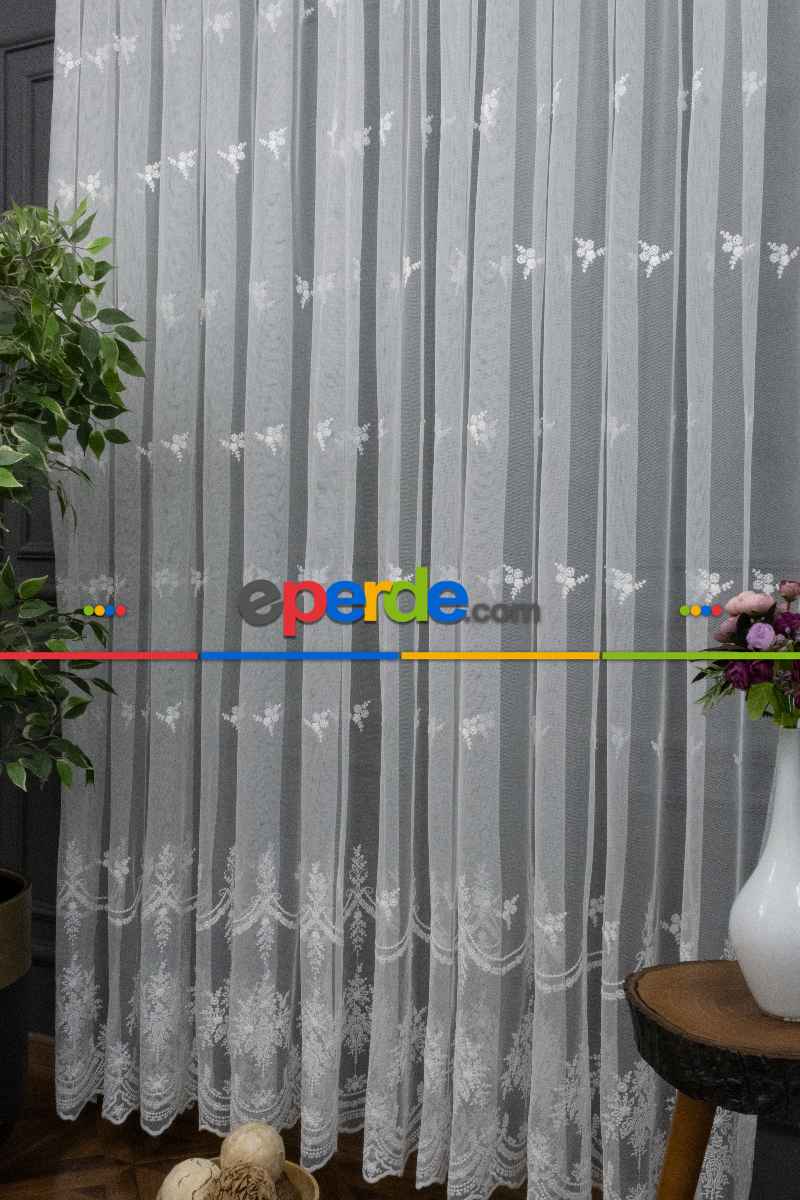 Salon Tül - Serpme Desen Grek Petek Tül Salon Oturma Odası Tül Perde Nakış İşleme Model