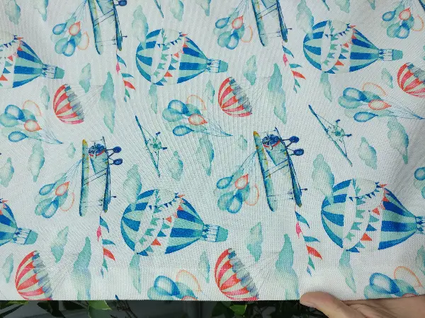 Bebek Odası Fon - Uçak Desenli Fon Perde K679 Kumaşı Kalındır Duck Bezi Değildir.- Mavi