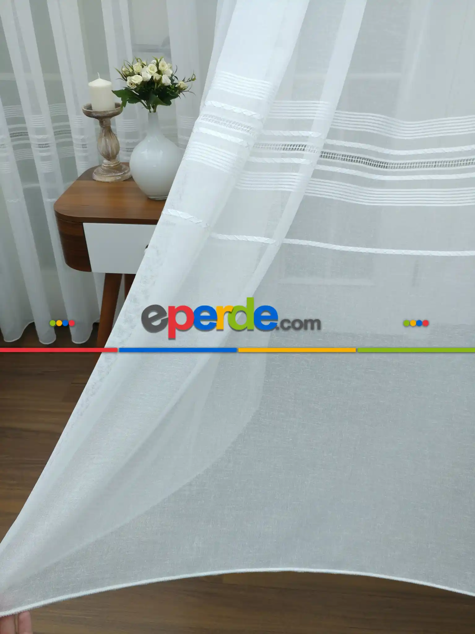 Ekru ( Beyaza Yakın ) - Keten Tül Perde- Ekru - Kurşunlu Tül