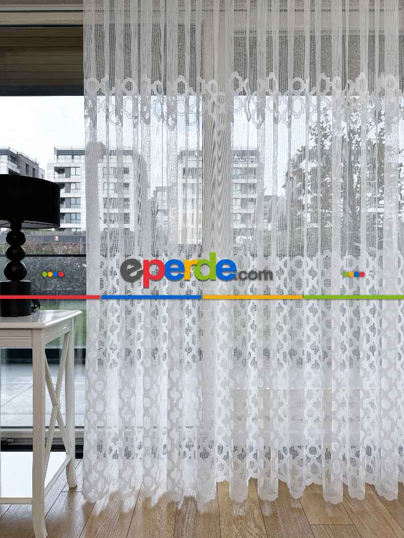 Desenli Fransız Dantel Örme Tül Perde, Desenli Ütü İstemeyen Tül