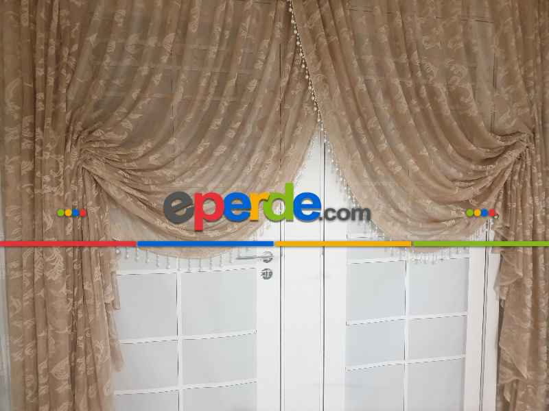 Bej Vizon Açık Kahverengi Renk Şal Desen Tasarım Yanki Kruvaze Tiyatro Modeleri Bej- Bej