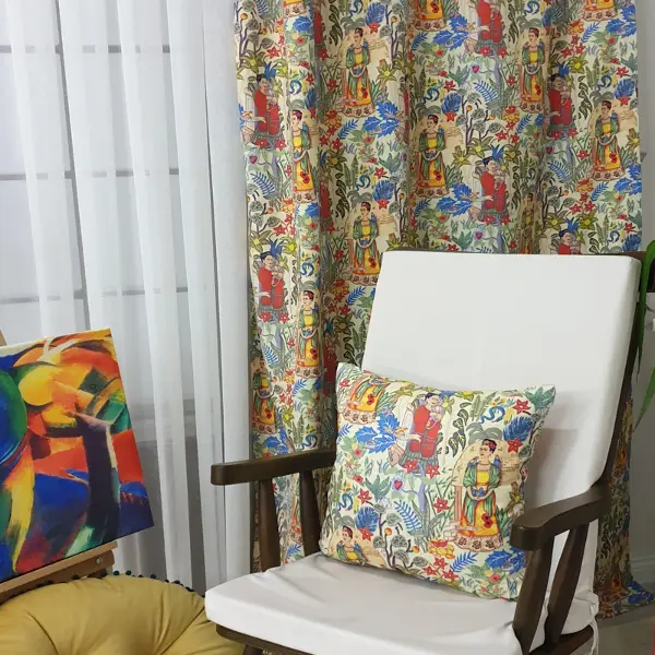 Popart Desenli Fon Perde Evmpopart5 Kumaşı Kalındır Duck Bezi Değildir- Çok Renkli 3