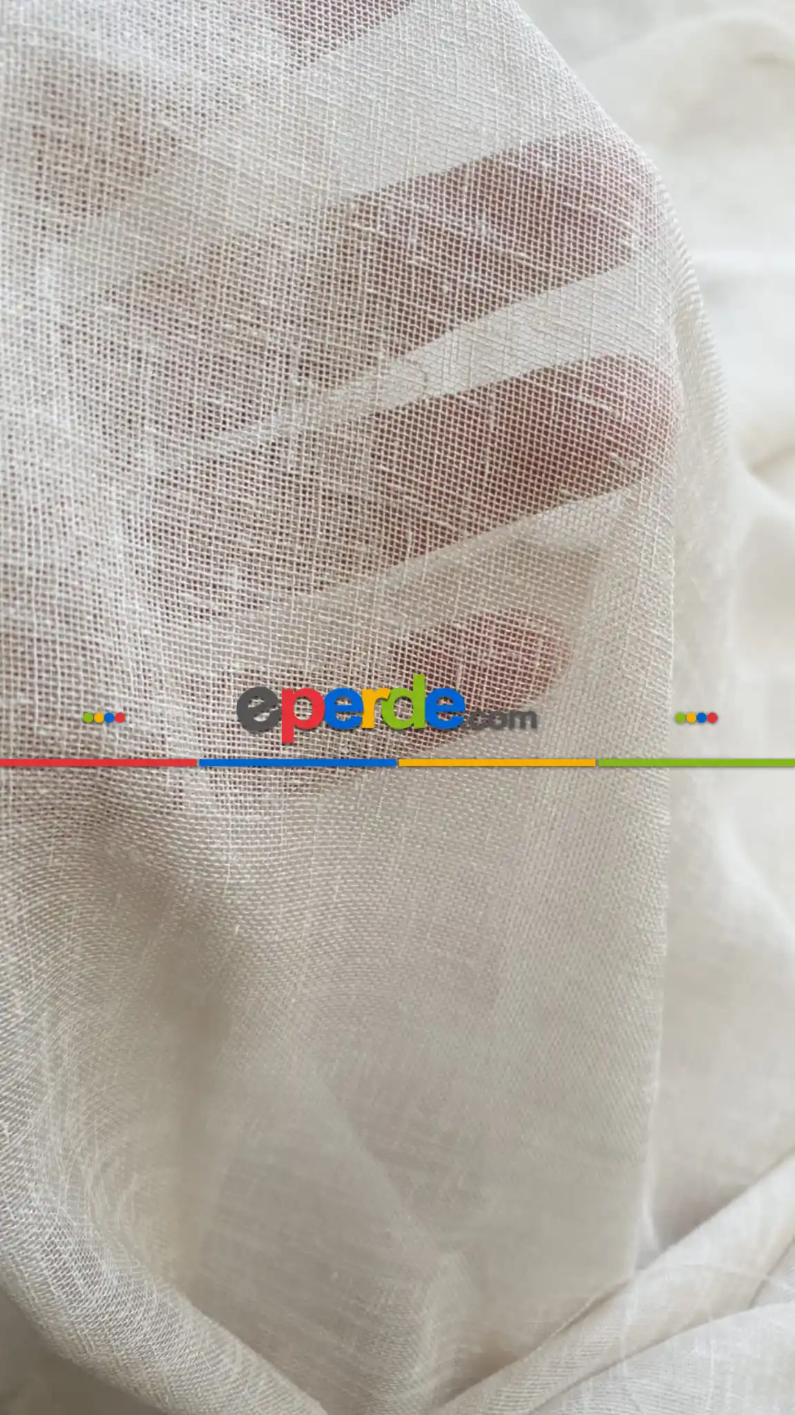 Salon - 340cm'lik Extra Uzun Boylu Keten Tül - Soğuk Bej Rengi