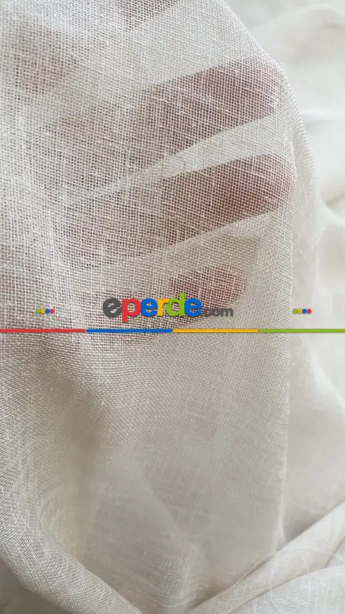 340cm'lik Extra Uzun Boylu Keten Tül - Soğuk Bej Rengi