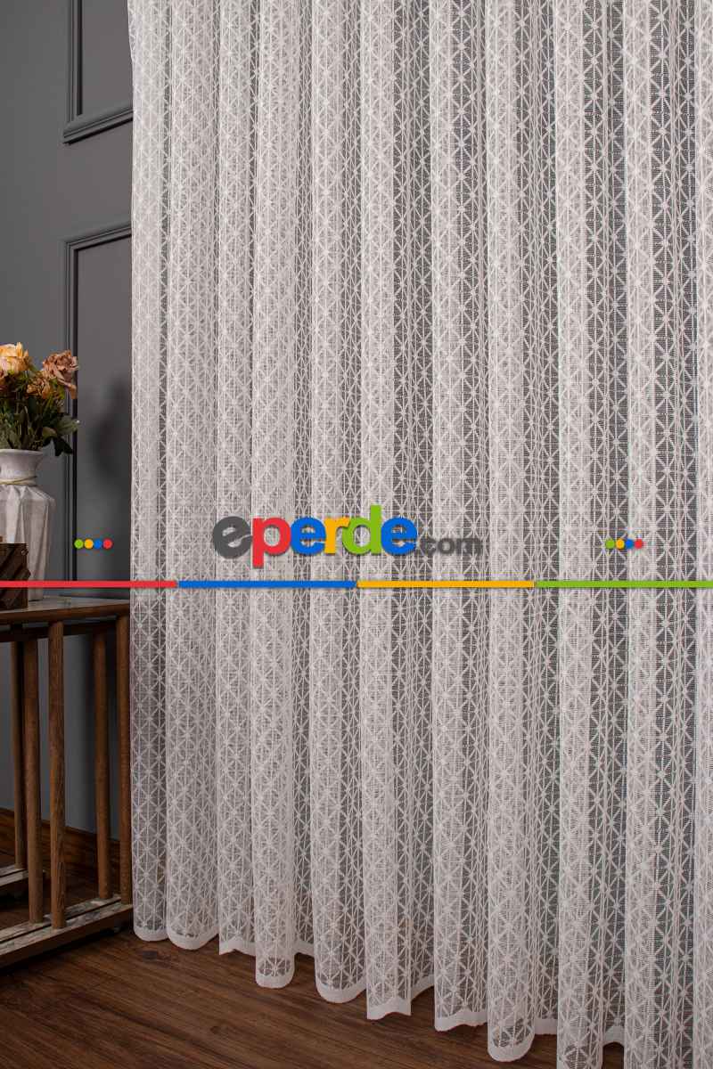 Mutfak Karo Desen Örme Tül Perde 1139