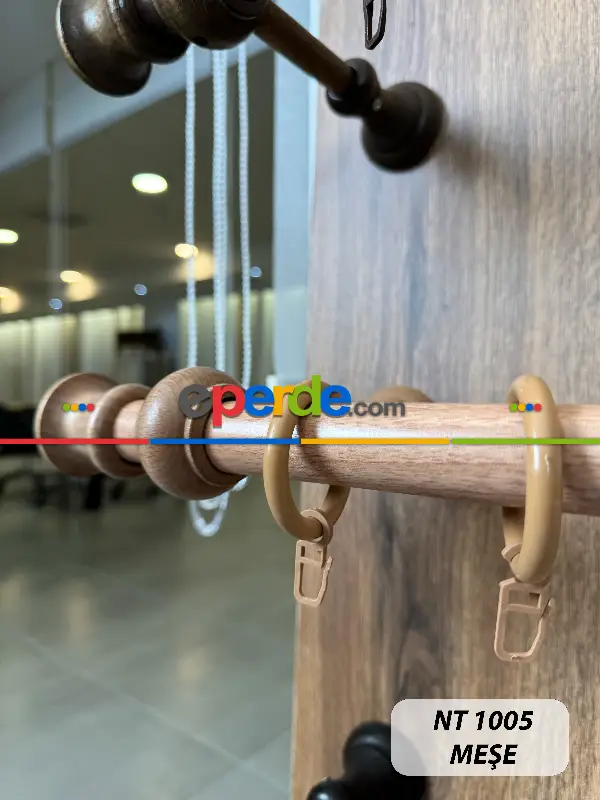 Meşe Raylı Veya Raysız Plastik Halkalı Rustik Perde Askısı