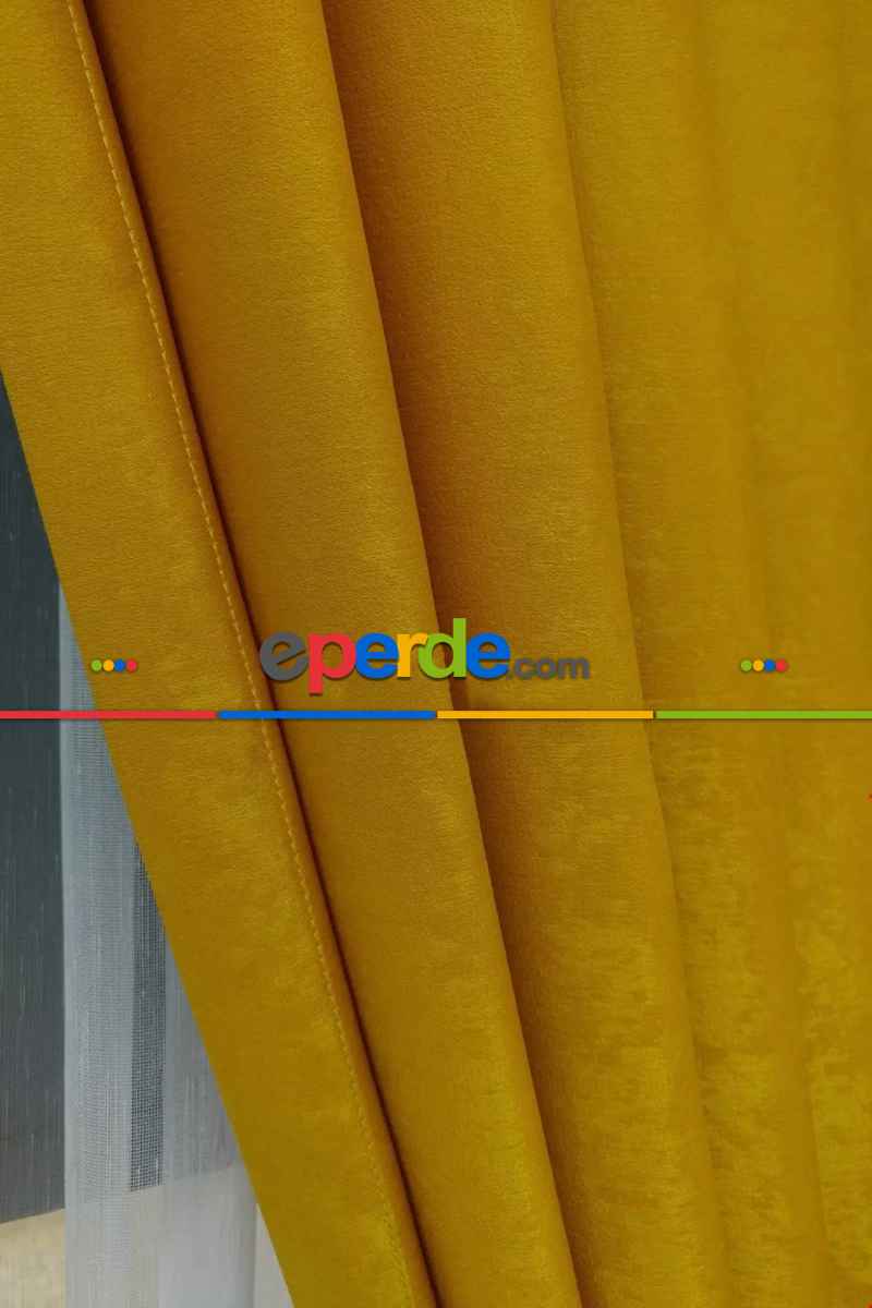 Soft Fon Perde Koyu Sarı Kumaş Kanat Yan Perde- Sarı