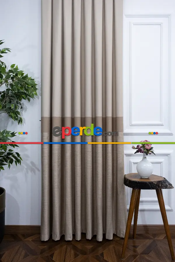 Krem Vizon Jakar Fon Perde (180)- Krem-açık Vizon