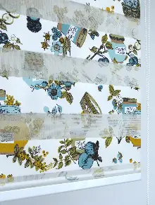 Mutfak Zebra Perde 12-768- Turkuaz-sütlü Kahve