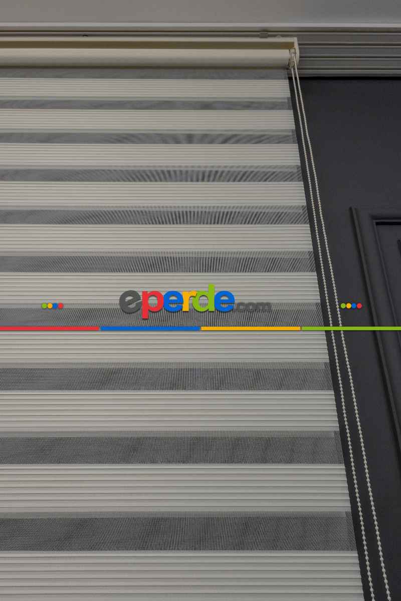 120x200 Hazır Krem Dar Plise Zebra Perde