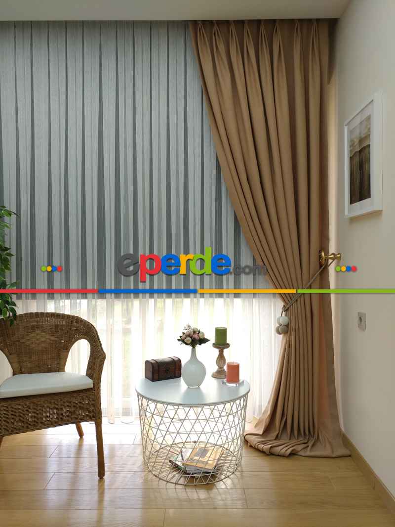 Bej Rengi - Düz Keten Fon Perde ( Keten Fon Perde)- Bej