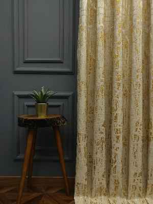 PatineDesenli Modern Desenli Jakarlı Fon Perde Yeni Seri 101- Bej-gri Açık-roze Gold