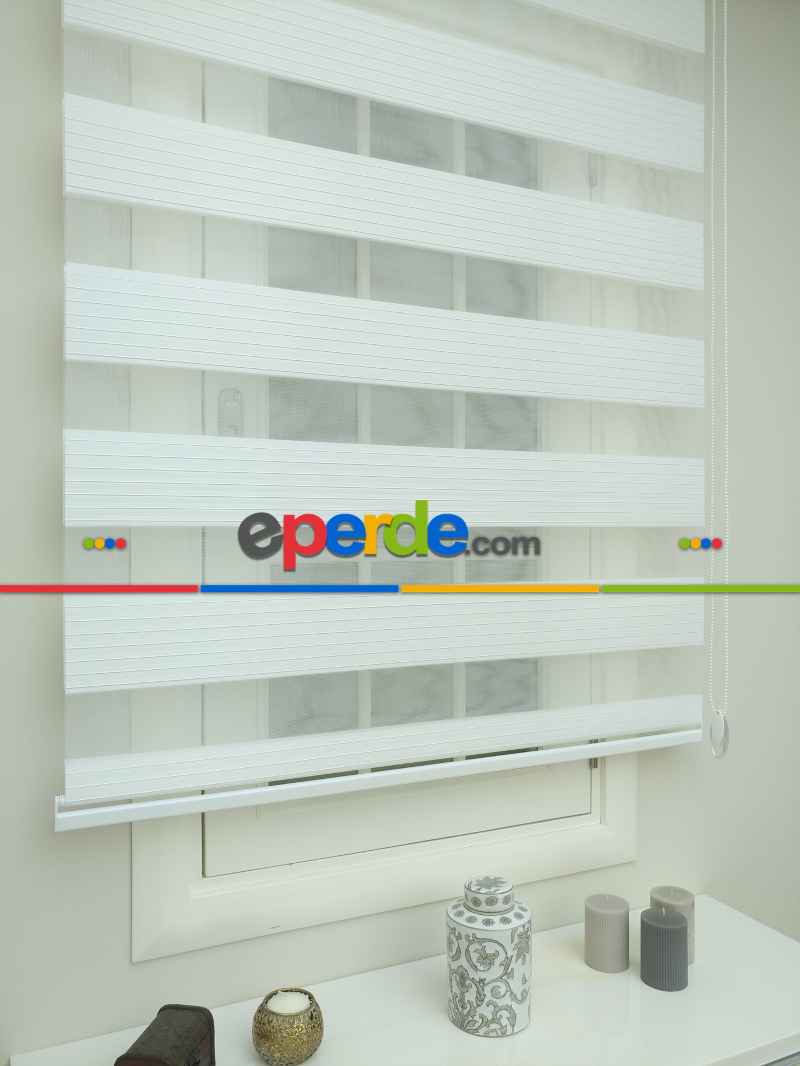 Zebra Perde Geniş Beyaz Kalın Plise 2021- Beyaz