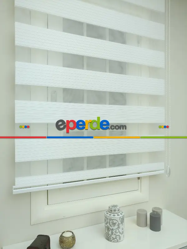 Zebra Perde Geniş Beyaz Kalın Plise 2021- Beyaz