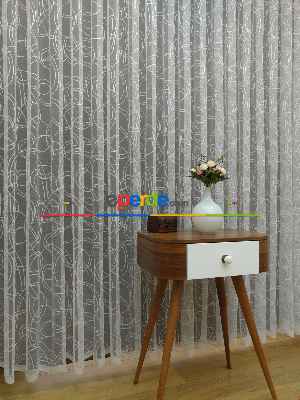 Hazır Ölçülü Spor Desen Fransız Dantel Örme Tül Perde