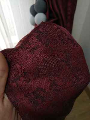 Koyu Bordo Renk Jakar Desenli Fon Perde- Bordo